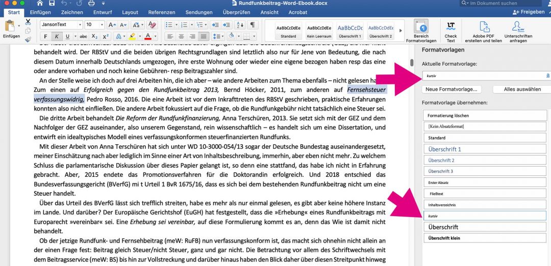 word-zeichenformat-kursiv