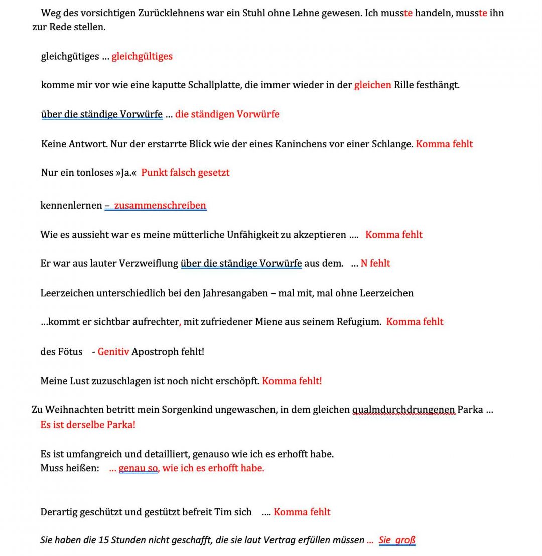 Einzelleistungen für Autoren bei Edition Blaes 2 Edition Blaes korrekturen