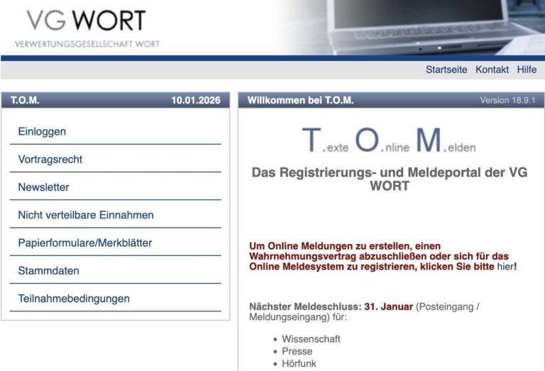 VG-Wort-Startseite