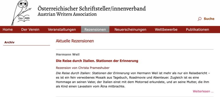 Buchbesprechung: "Die Reise durch Italien" von Hermann M. Weil 1 Edition Blaes Buchempfehlung