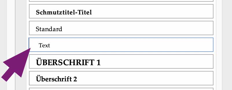 Korrekte Absatzformate in WORD 4 Edition Blaes word format aktiviert