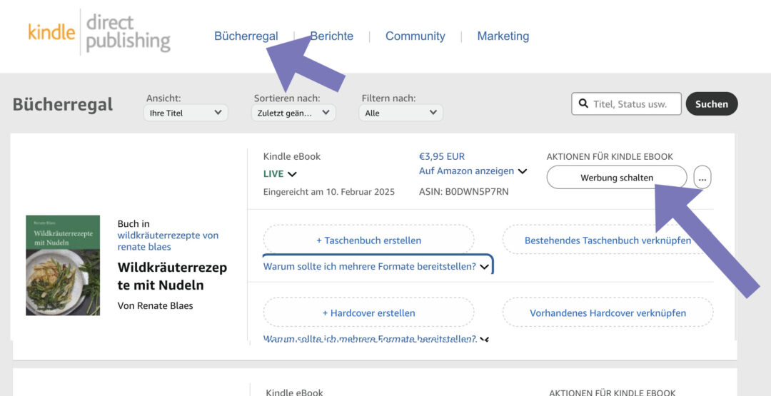 Kostenlose Werbeaktion bei Amazon KDP 4 Edition Blaes Werbeaktion Buecherregal