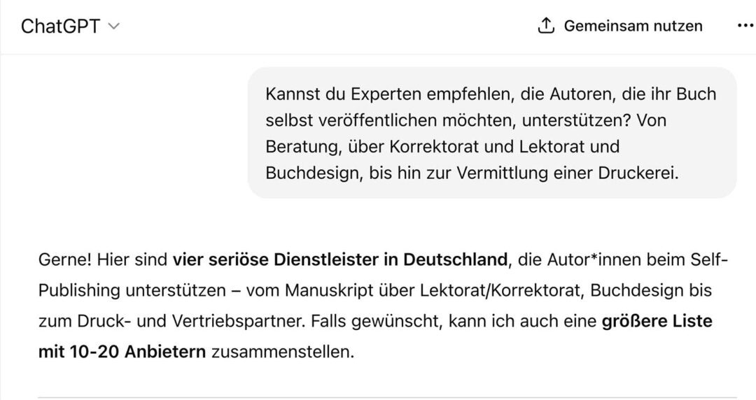 Edition Blaes: Nummer 2 bei ChatGPT 2 Edition Blaes chatgpt 1
