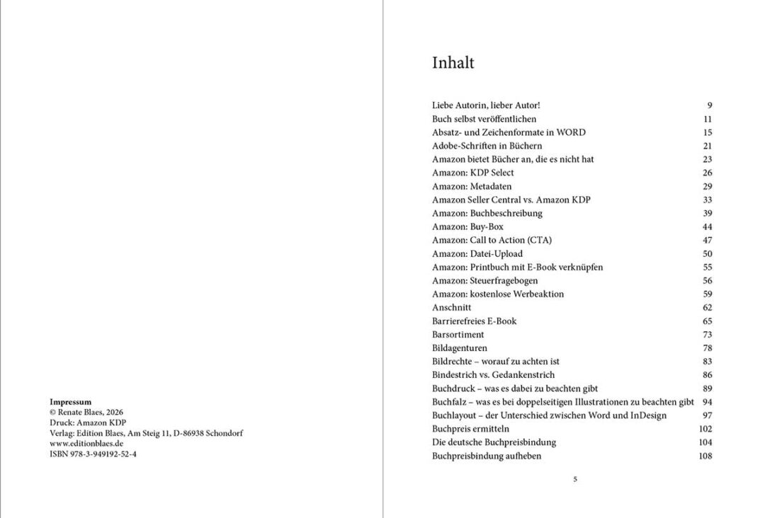 Buch selbst veröffentlichen – praxisnaher Ratgeber für Autoren 4 Edition Blaes Inhaltsverzeichnis 1
